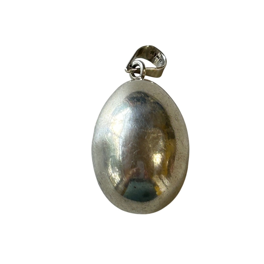Vintage Taxco Mexico Sterling Silver Egg Chime Pendant 925 Harmony Ball TF-15